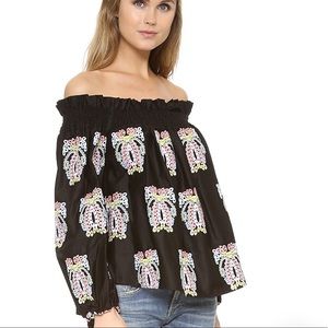 Caroline Constas Lou Off the Shoulder Embroidered Top